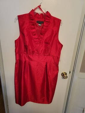 Jessica Howard Red Sleeveless Ruffle-Trim Sheath Dress